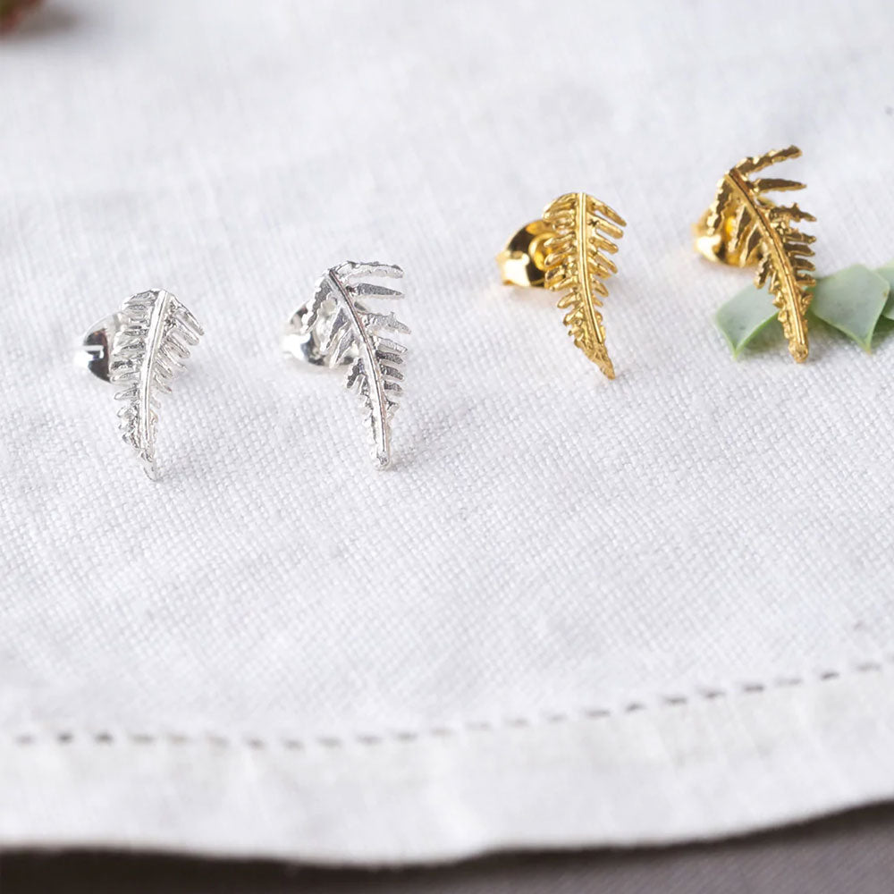 Fern Stud Earrings Gold