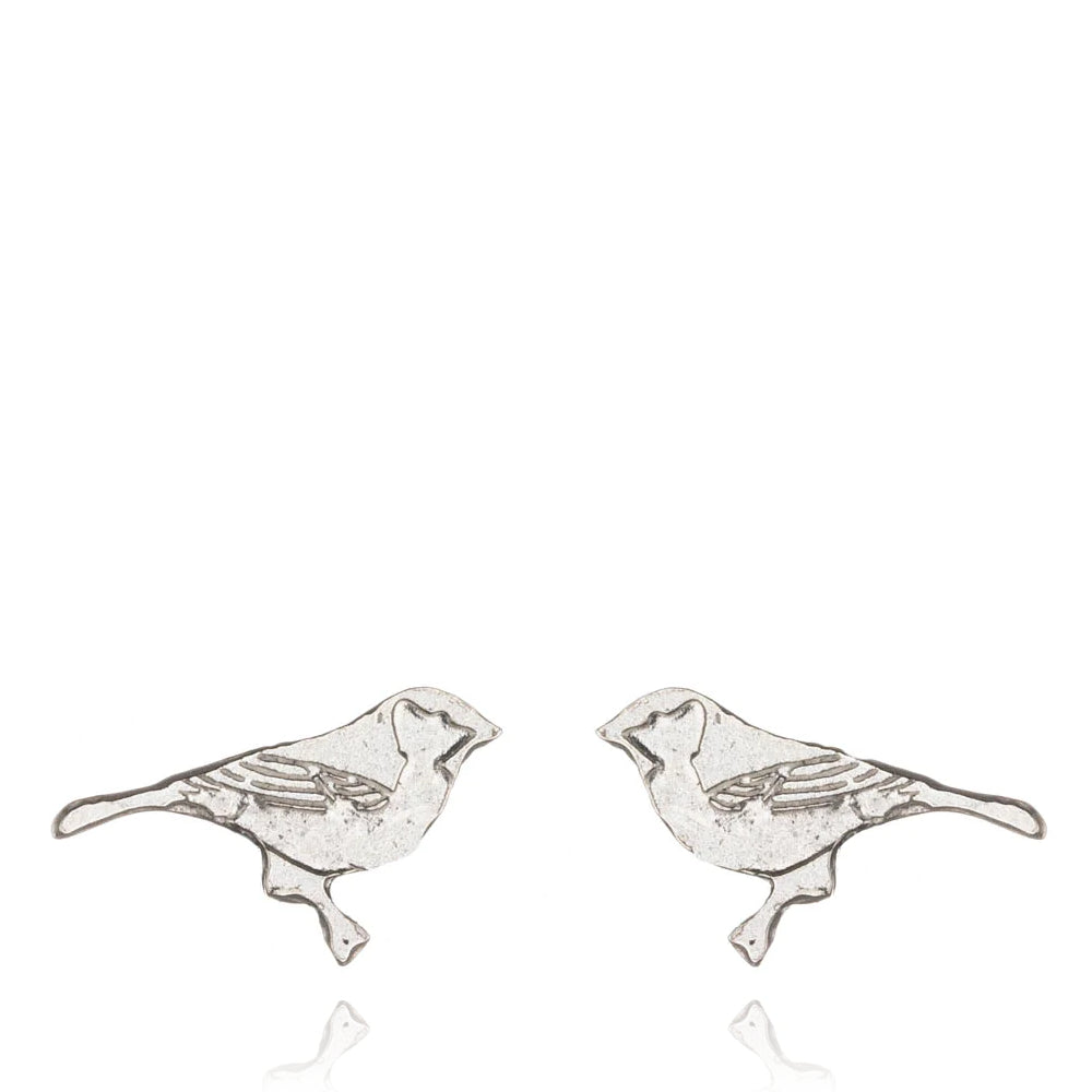 Tiny Bird Stud Earrings Silver