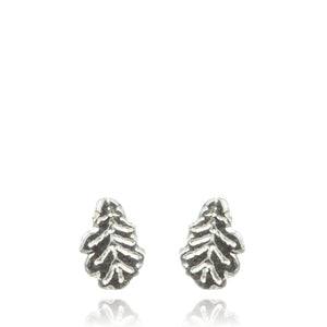 Oak Leaf Stud Earrings Silver