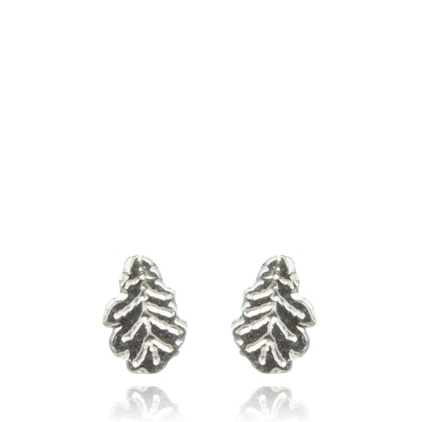 Oak Leaf Stud Earrings Silver