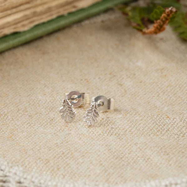 Oak Leaf Stud Earrings Silver