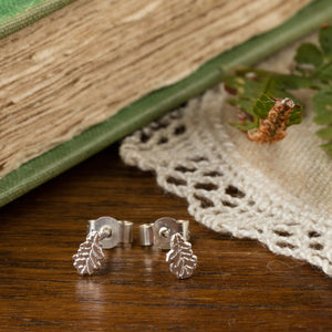 Oak Leaf Stud Earrings Silver