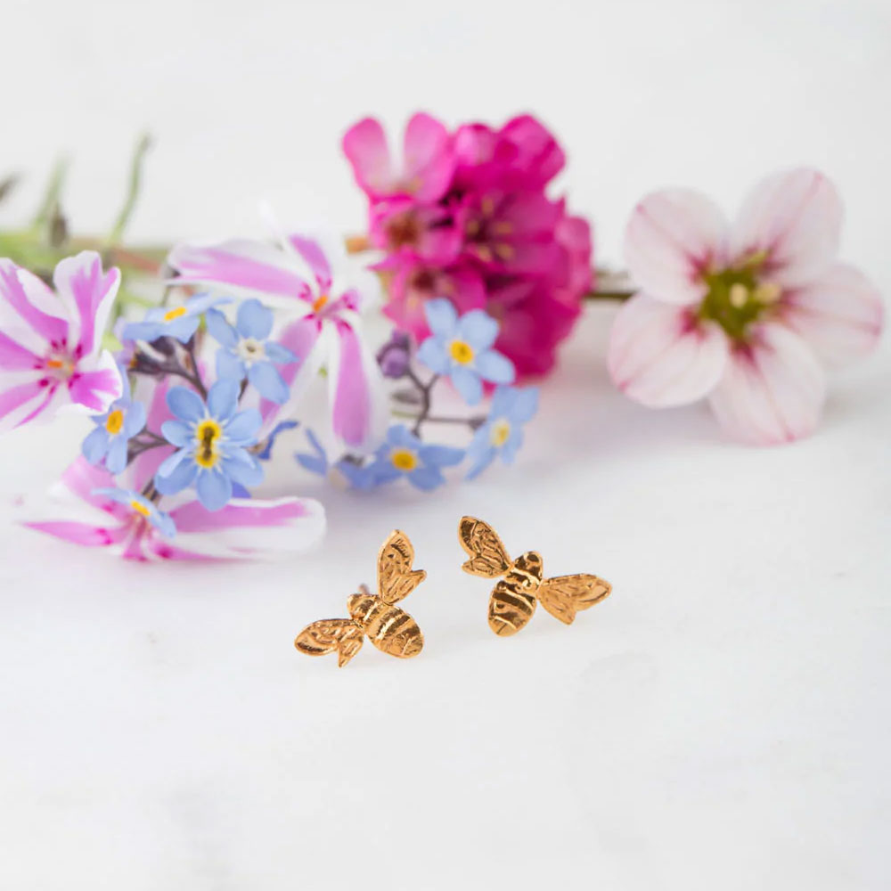 Mini Bee Stud Earrings Gold