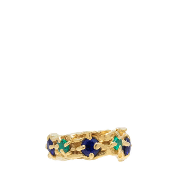 Nita Sapphire Emerald Recycled Silver Cuff