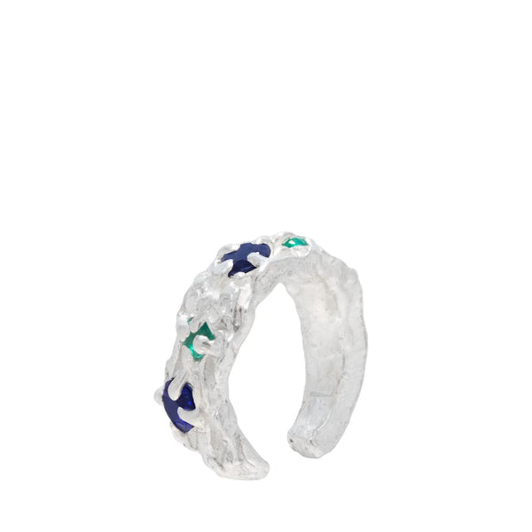 Nita Sapphire Emerald Argenti Recycled Silver Cuff