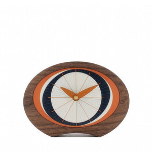 Eclipse Wooden Desk Clock Walnut Orange