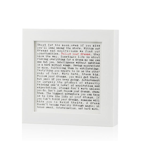 Follow Your Dreams Quotes Framed Art Print In Gift Box