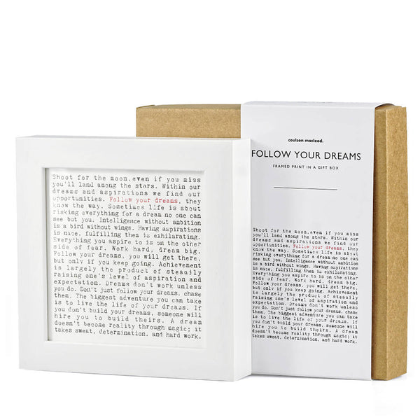 Follow Your Dreams Quotes Framed Art Print In Gift Box