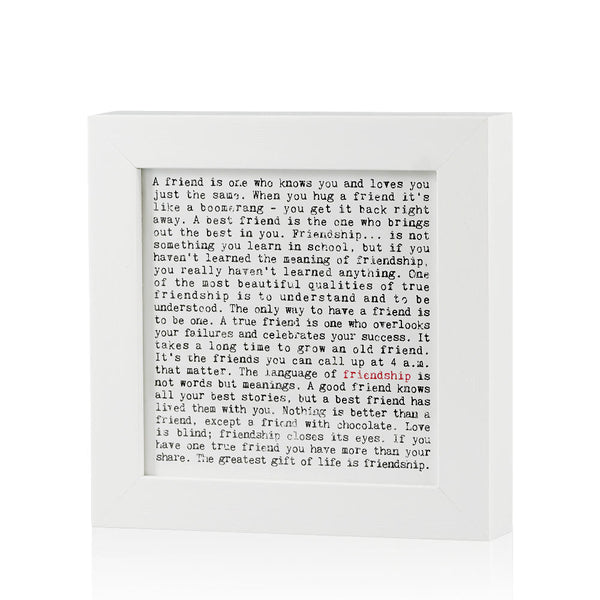 Friendship Quotes Framed Art Print In Gift Box