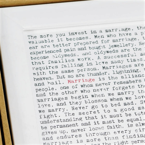 Marriage Quotes Framed Art Print In Gift Box