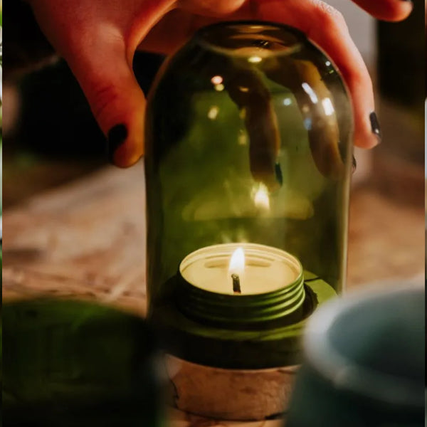 Glass Dome Tealight Holder Forest Green
