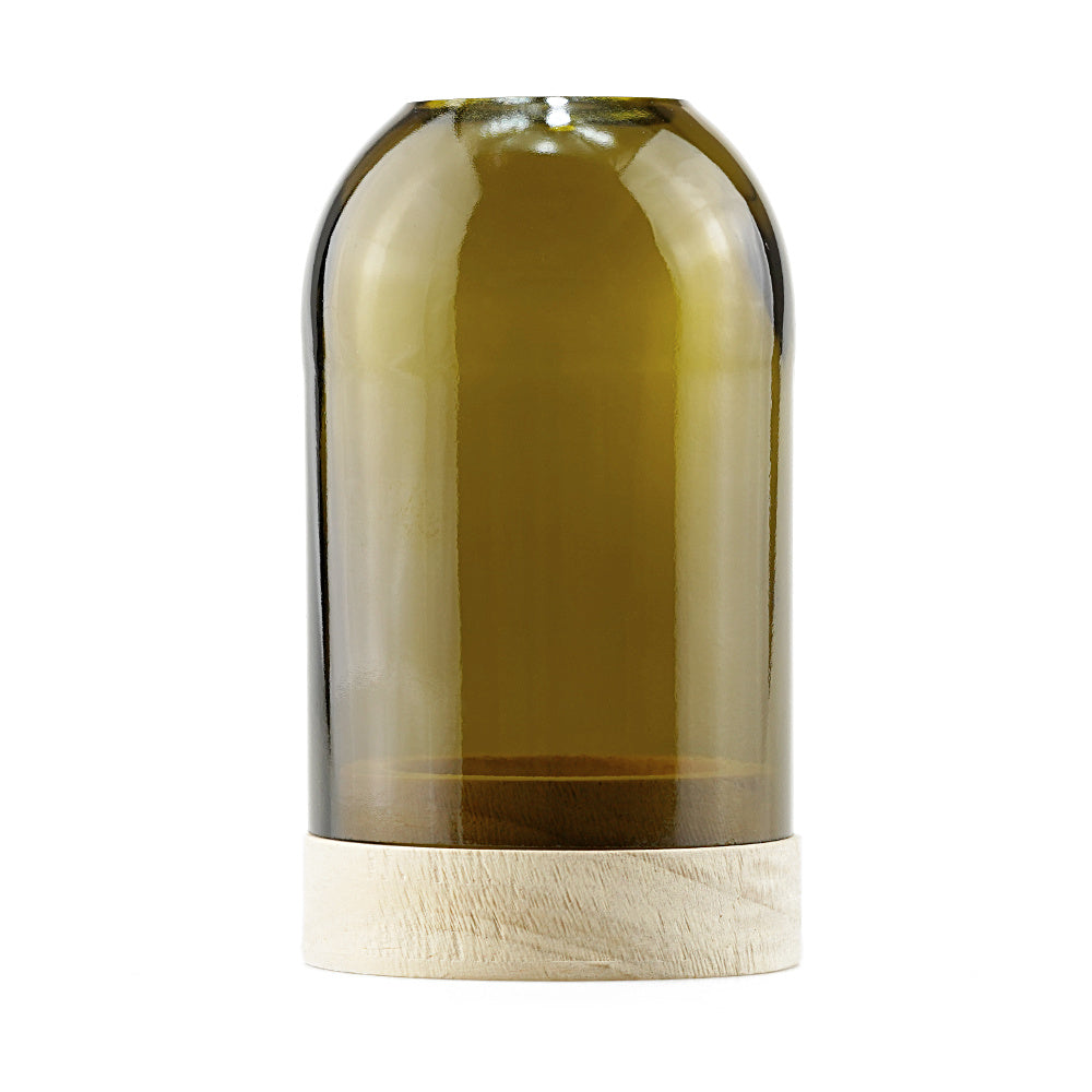 Glass Dome Tealight Holder Olive Green