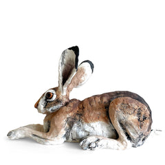 Hunched Hare Ceramic Sculpture 33cm