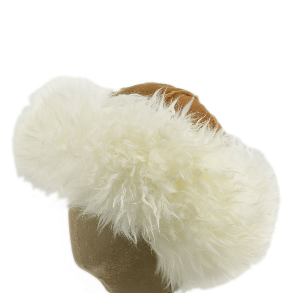 Justina Sheepskin Hat White Brim