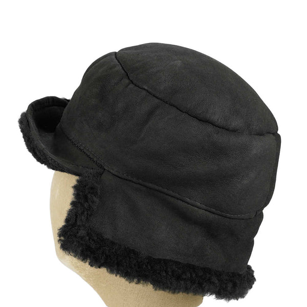 Sheepskin Trapper Hat Black