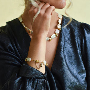 Keshi Pearl Bracelet With 18k Gold Plated Drops
