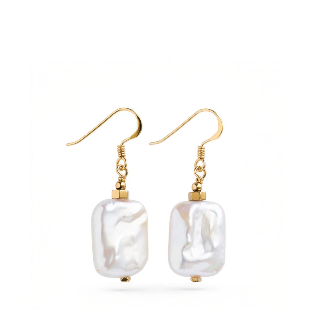 Keshi Pearl Earrings 22k Gold Plated Sterling Silver