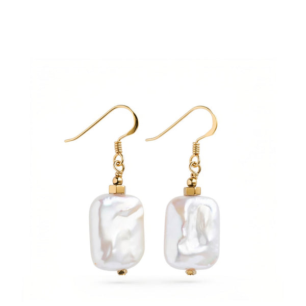 Keshi Pearl Earrings 22k Gold Plated Sterling Silver