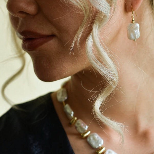 Keshi Pearl Earrings 22k Gold Plated Sterling Silver