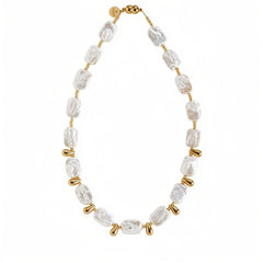 Keshi Pearl Necklace With 18k Gold Plated Drops