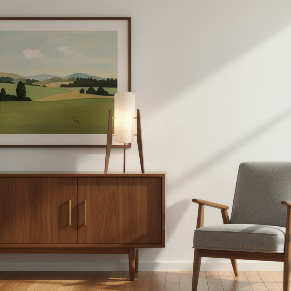 Saturn Mid Century Modern Table Lamp Rocket Beige