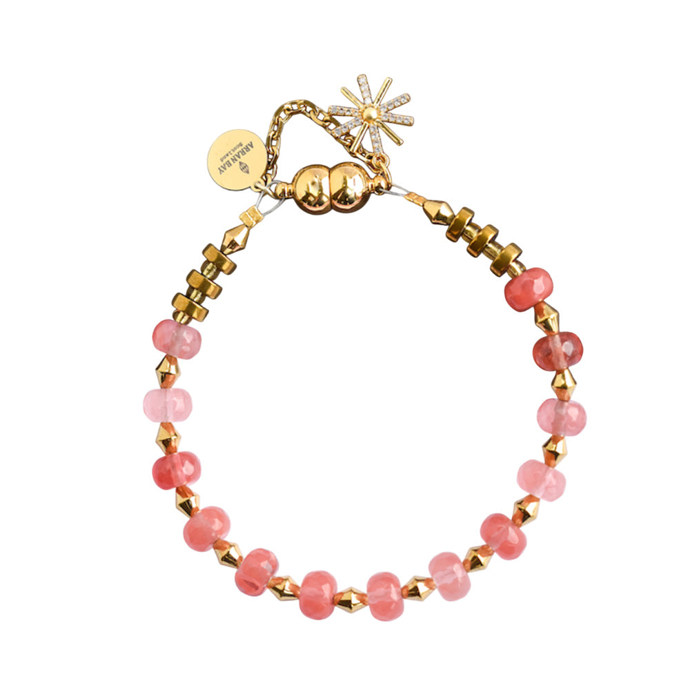 Lily Semi Precious Bracelet Cherry Quartz With Star Flower Pendant