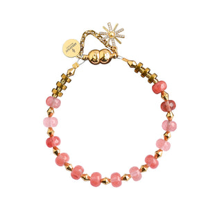Lily Semi Precious Bracelet Cherry Quartz With Star Flower Pendant
