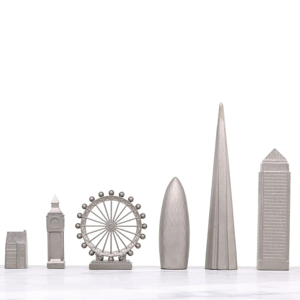 London Chess Set Stainless Steel Pieces With London City Map Board