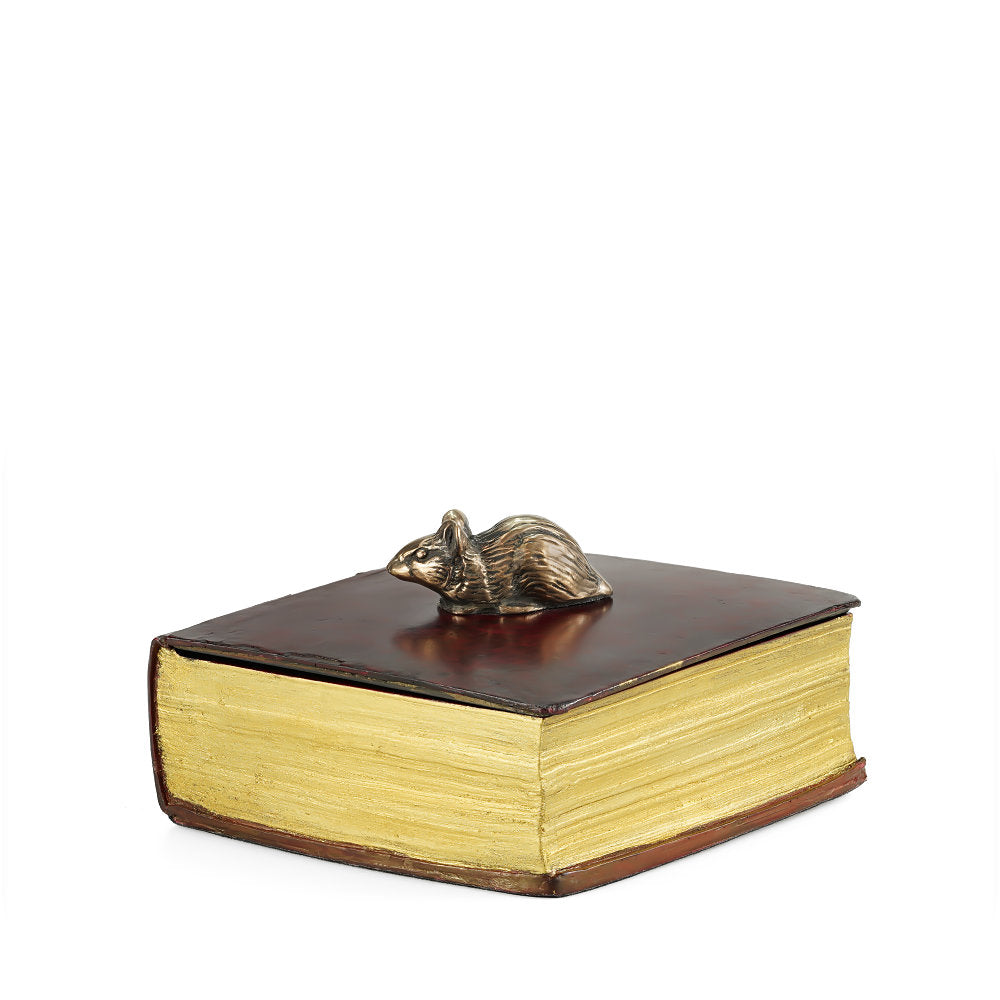 Antique Book Storage Box With Mouse