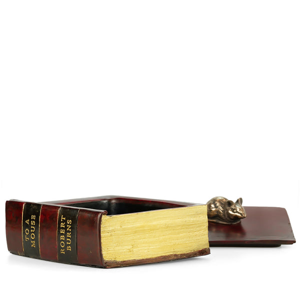 Antique Book Storage Box With Mouse