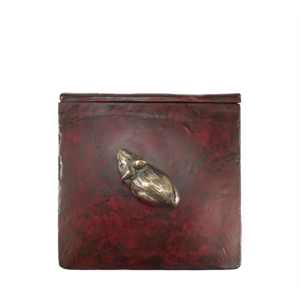 Antique Book Storage Box With Mouse