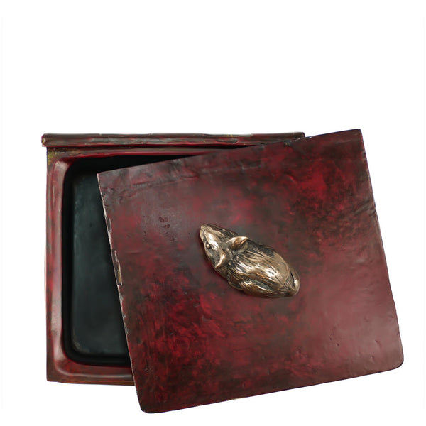 Antique Book Storage Box With Mouse