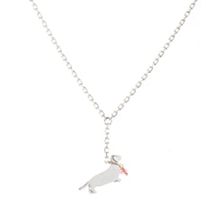 Labrador On A Lead Necklace Silver