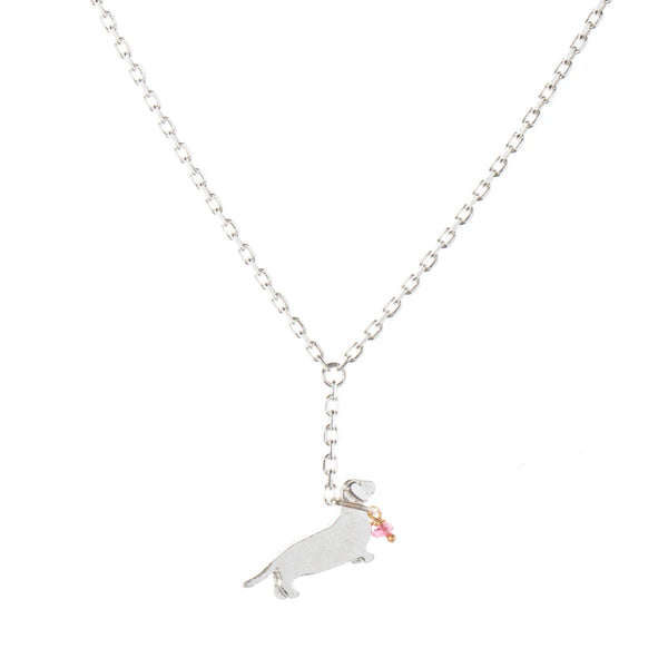 Labrador On A Lead Necklace Silver