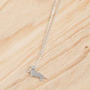 Labrador On A Lead Necklace Silver