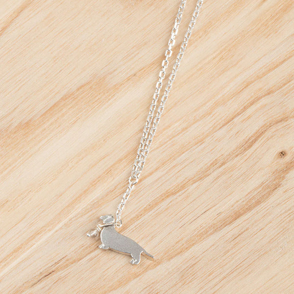 Labrador On A Lead Necklace Silver
