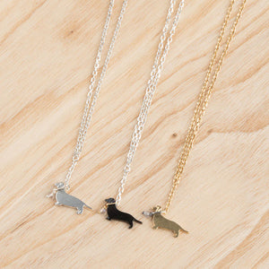 Labrador On A Lead Necklace Silver