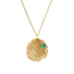 Maitake Emerald Recycled Silver Medallion Necklace