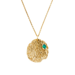 Maitake Emerald Recycled Silver Medallion Necklace