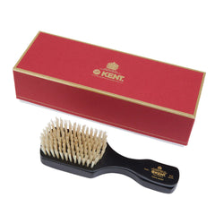 Handmade Ebony Pure White Bristle Hairbrush