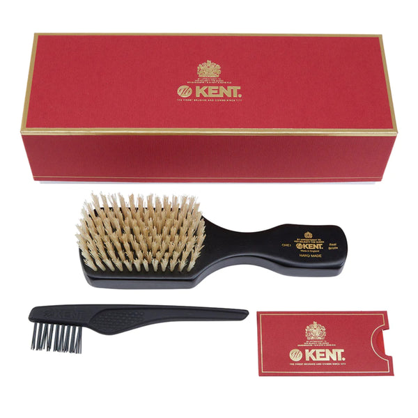 Handmade Ebony Pure White Bristle Hairbrush
