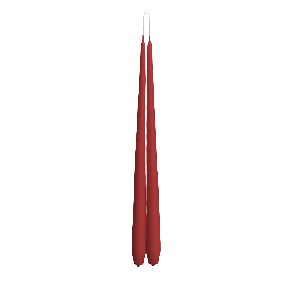 Winter Red Tapered Dinner Candle Hanging Pair