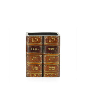 Antique Books Pen Pot Tan Leather