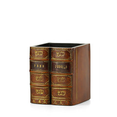 Antique Books Pen Pot Tan Leather