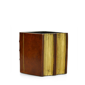 Antique Books Pen Pot Tan Leather