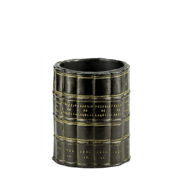 Antique Books Pen Pot Black Leather