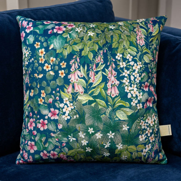 Aldrine Cottage Garden Luxury Velvet Cushion With Feather Filling Teal