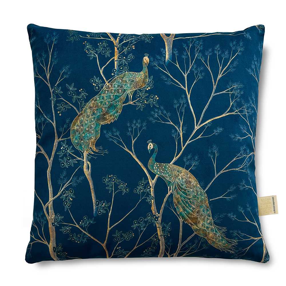 Irelene Peacock Luxury Velvet Cushion With Feather Filling