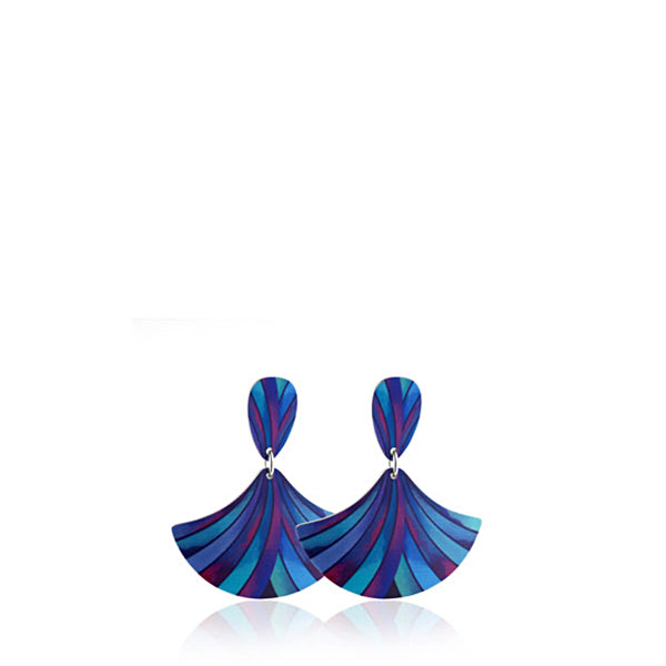 Ribbon Blue Drop Earrings