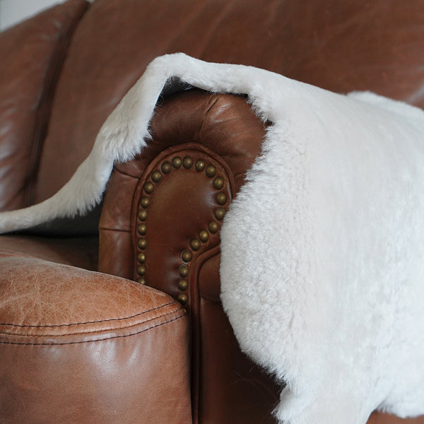 Snowdon Single Sheepskin Throw Rug Ivory Ice